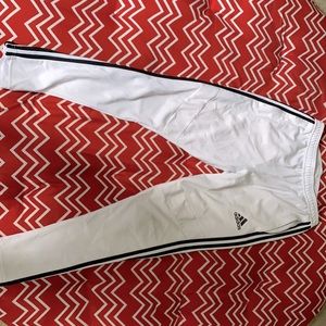 White Adidas 3 stripe sweatpants